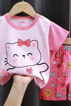 Meow -Kitty T-shirt & Short Suit